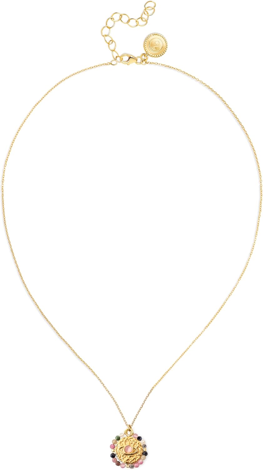 Thumbnail 3 de SINGULARU - Collar Medallion Stones Eye. Acero con Acabado en Baño de Oro de 18Kt. Cadena con Medallón Largo Ajustable. Joyas para Mujer
