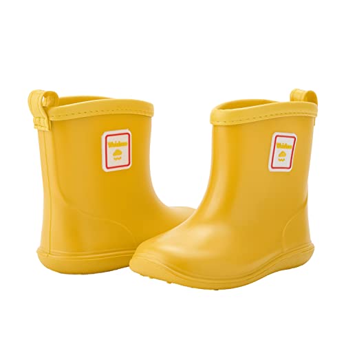 Detalle de Weishuo Stivaletti Pioggia Bambino – Stivali di gomma antiscivolo impermeabili da 1 a 8 anni (Taglia 22 EU, Colore Giallo)