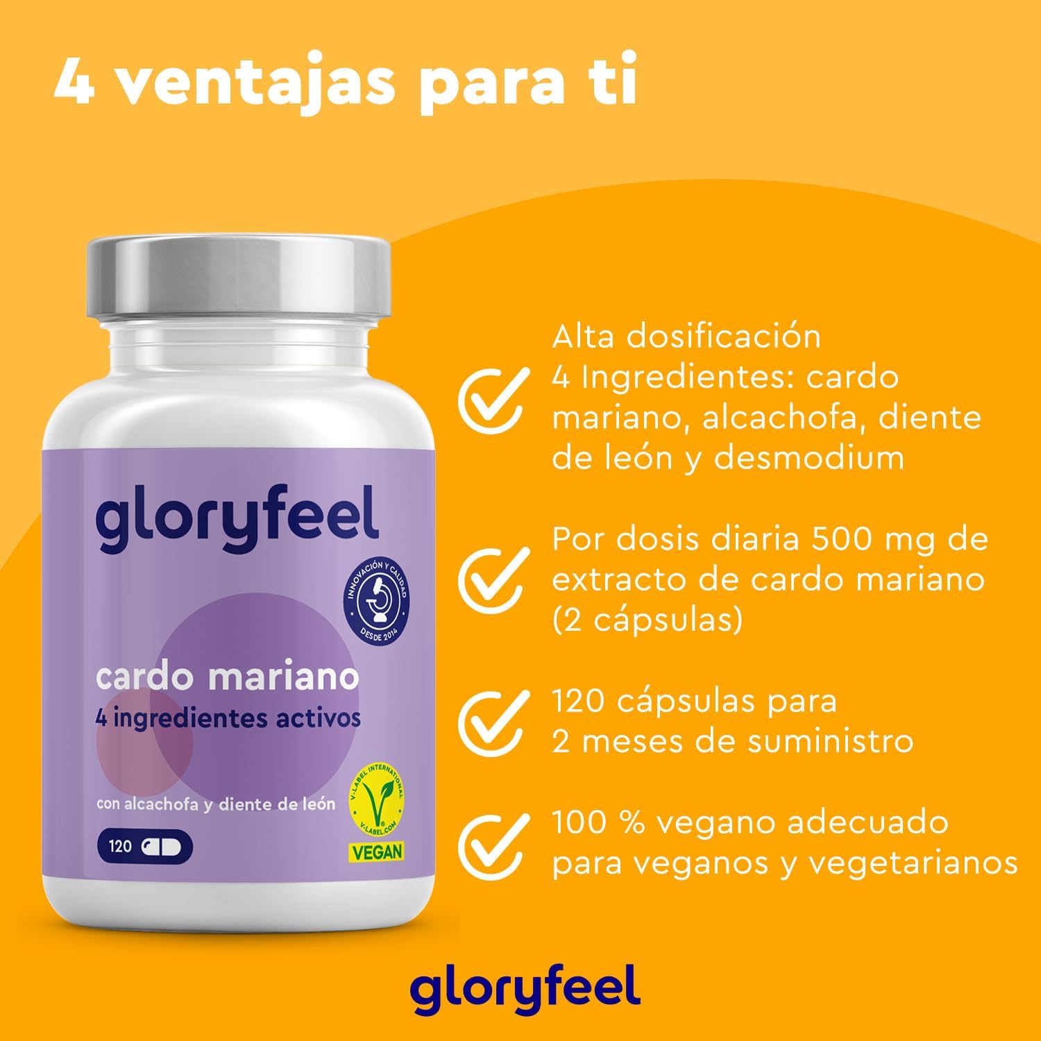 Detalle de Cardo Mariano 500mg 120 cápsulas veganas