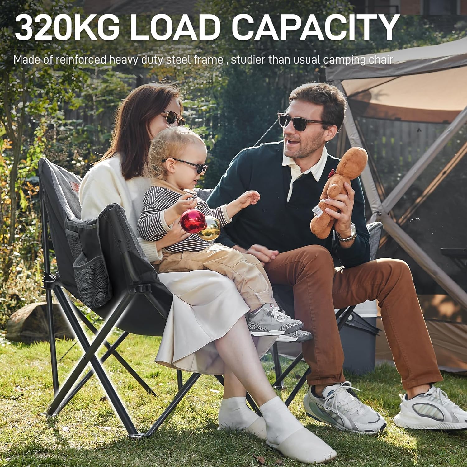 Thumbnail 4 de EVER ADVANCED Double Camping Chair for Adults (6cm padded, 2 seater) in Light Grey