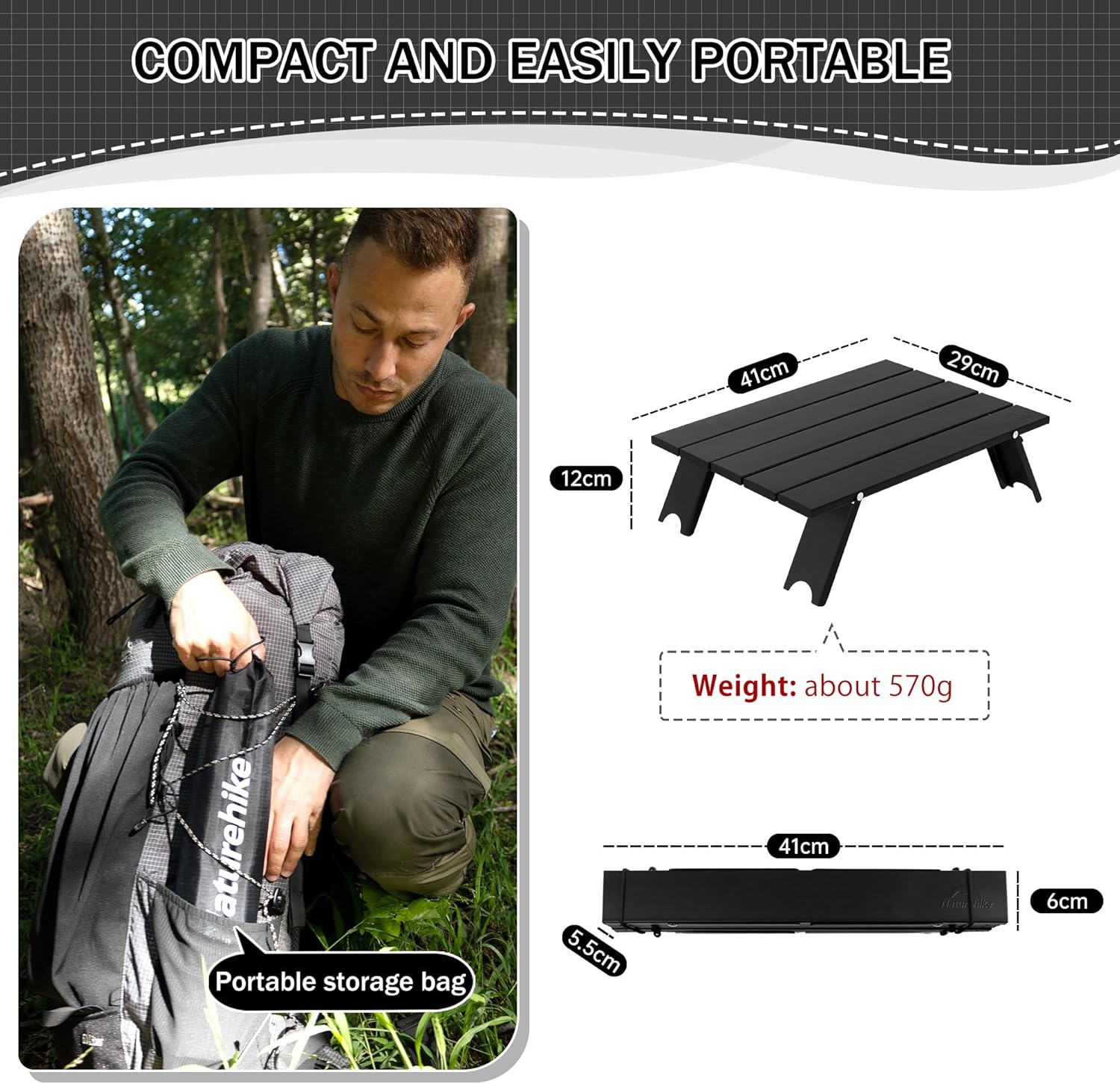 Thumbnail 1 de Naturehike Campingtisch Klapptisch 570 g – ultraleichter Aluminium Tisch für Camping, Wandern und Garten
