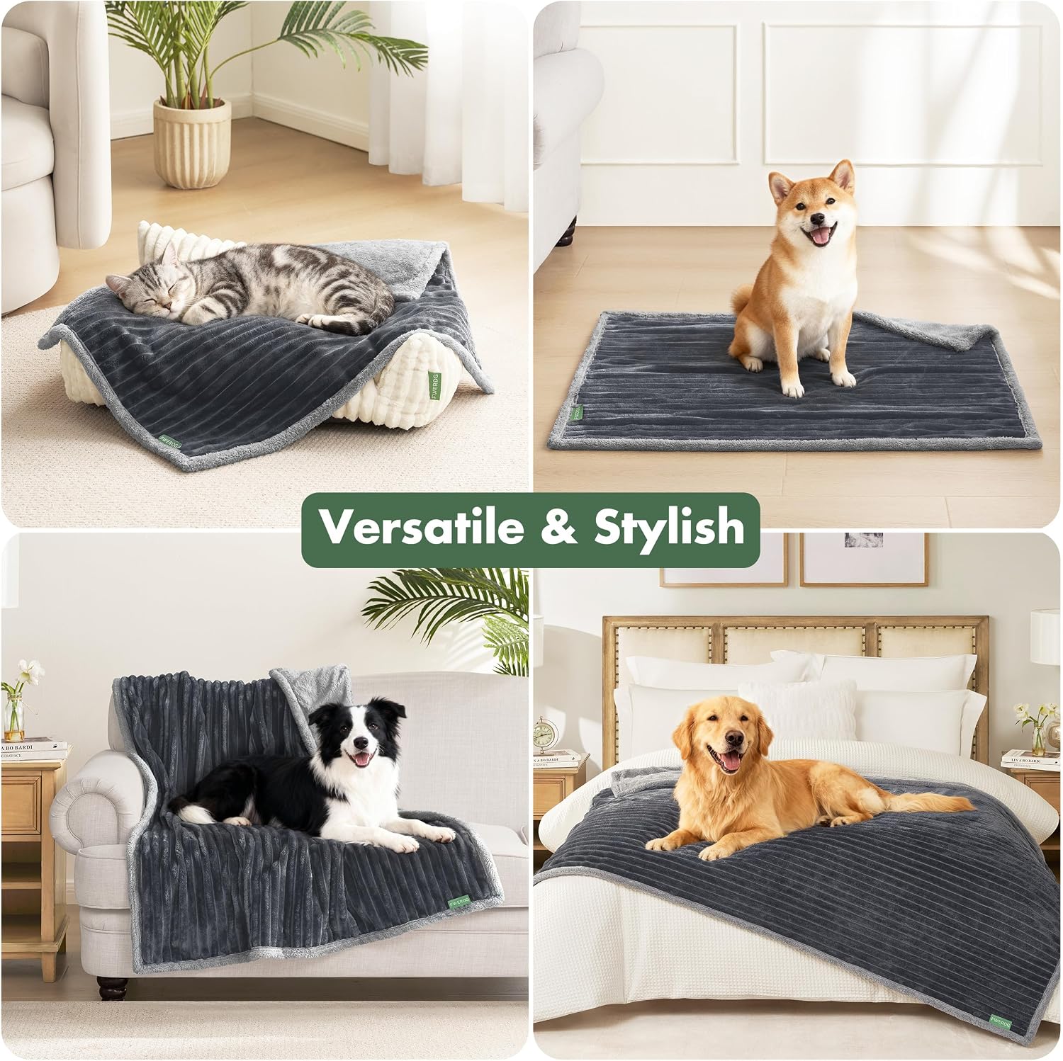 Detalle 1 de FWERDG Waterproof Dog Blanket, 40"x50" Fleece Couch Protector