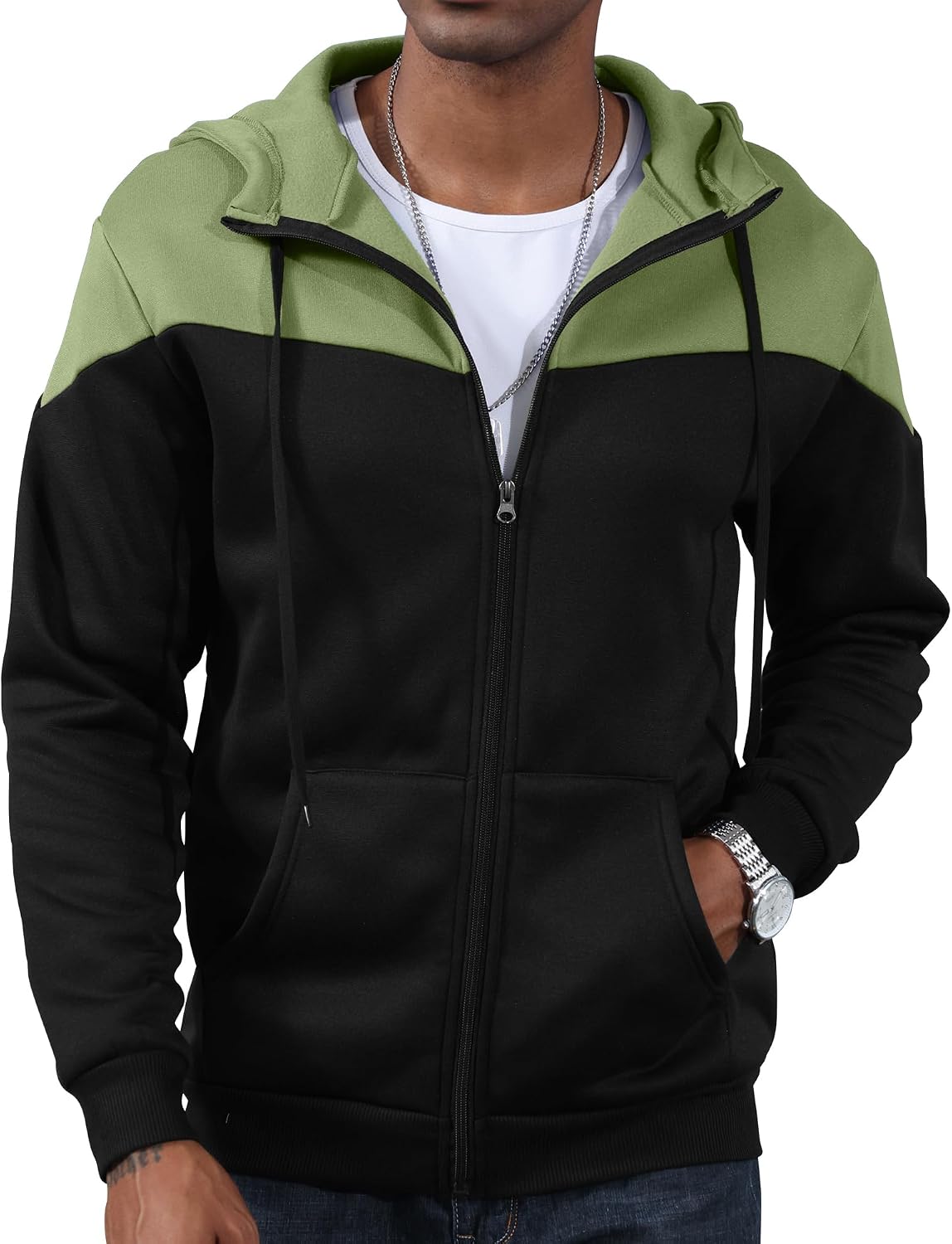 Thumbnail 2 de Mens Fleece Zip-Up Hooded Sweatshirt casual hoody