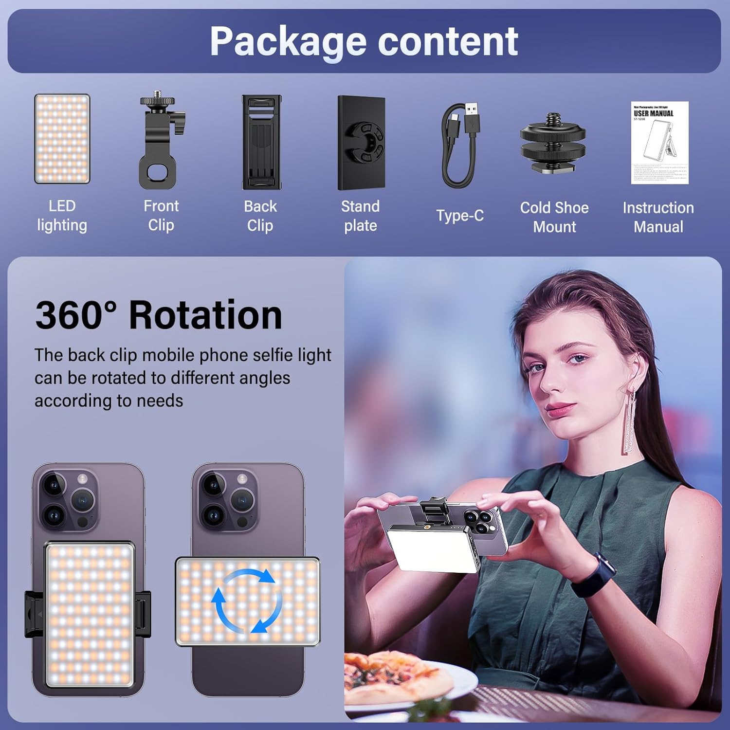Detalle 2 de Selfie Light for Phone 120 LED 3000mAh