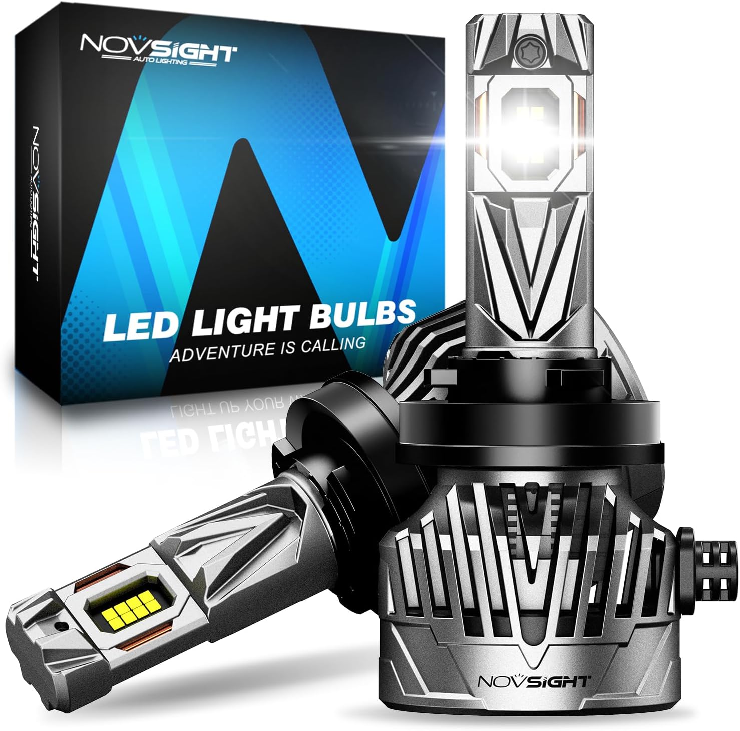 Detalle de NOVSIGHT H11 LED Headlight Bulbs (H8/H9/H11) with Fan, 6500K IP68, Pack of 2