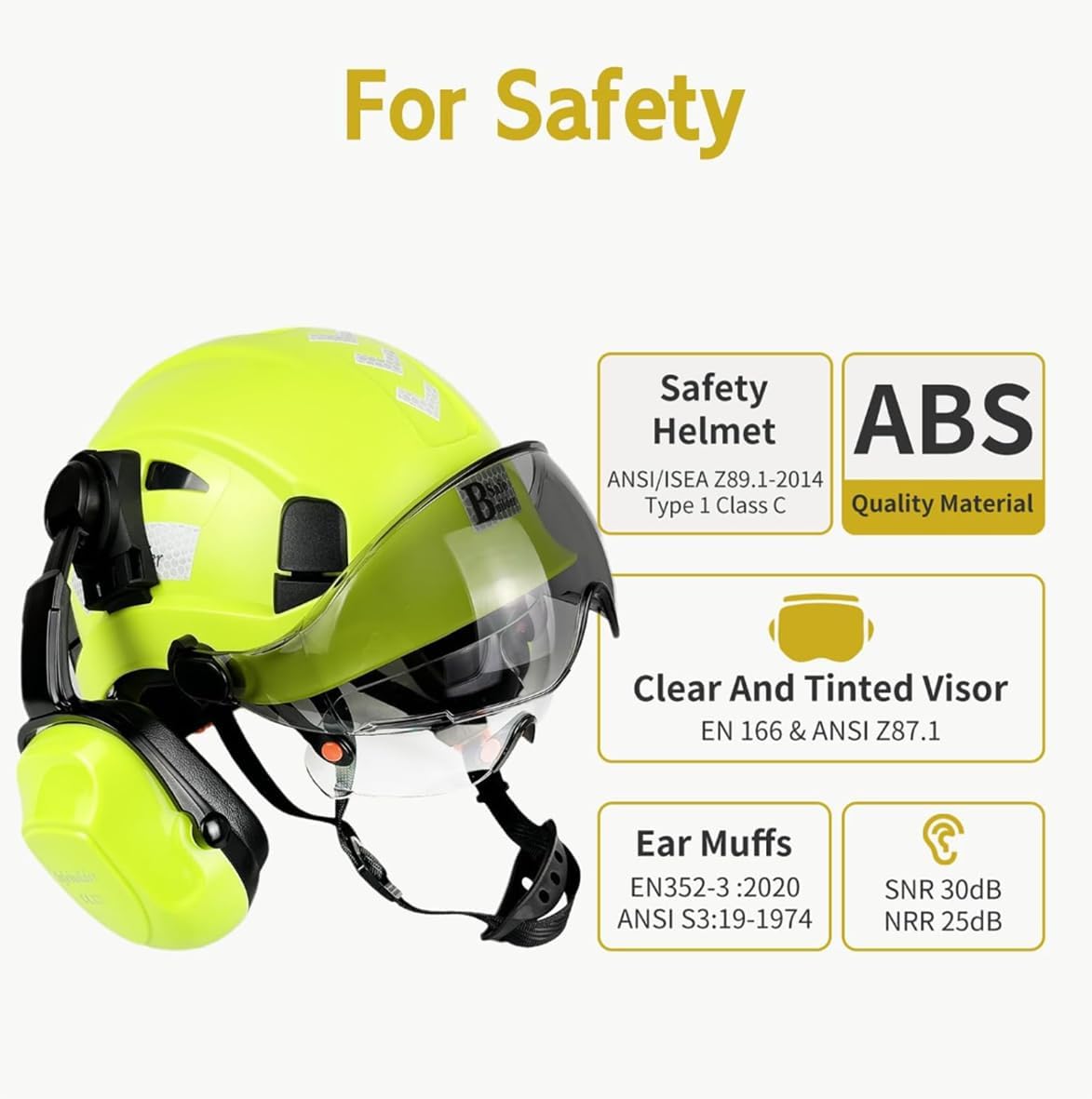Detalle de HaoYiShang safety helmet with visor 53-63cm
