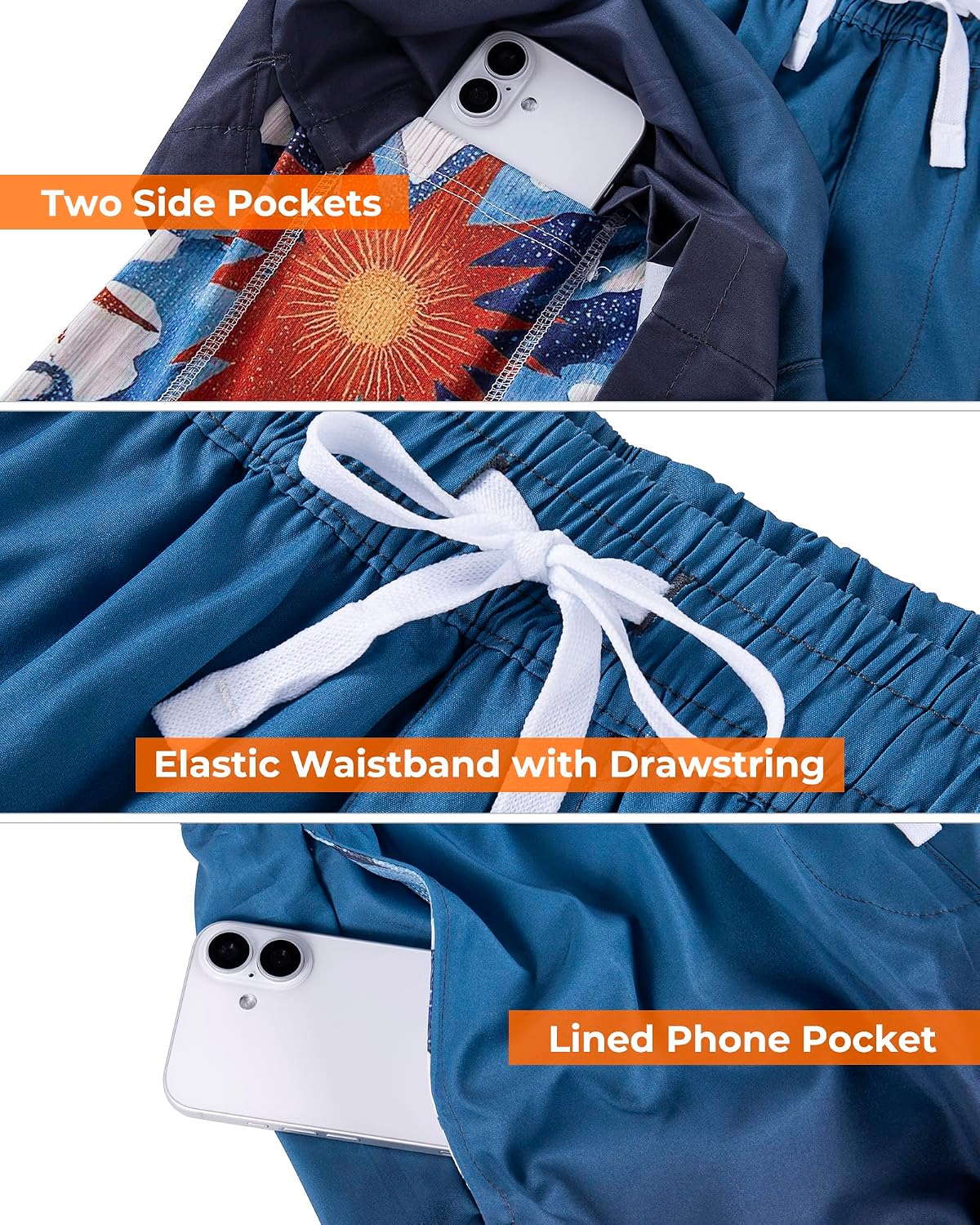 Detalle de FreSprtti Men's 2-in-1 Swim Trunks with Quick-Dry Fabric and Deep Pockets