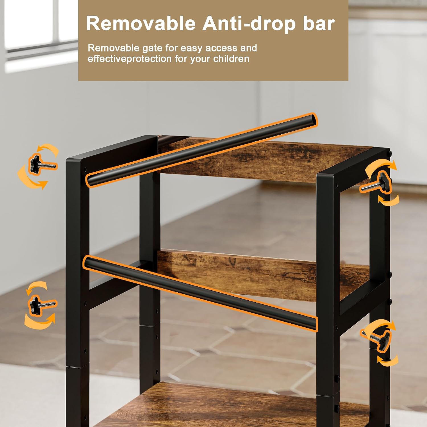 Detalle 1 de INNOD Toddler Kitchen Step Stool, Wood and Steel