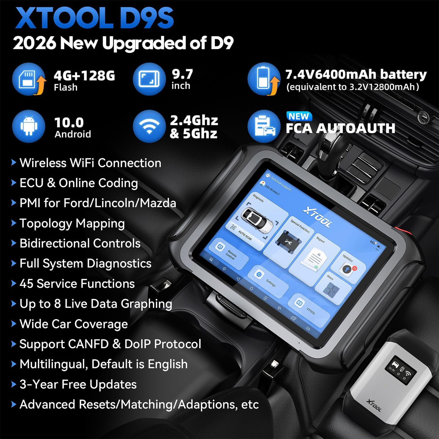 Thumbnail 1 de XTOOL D9S 2.0: AI-Assisted OE-Level Bidirectional Scanner for Full-System Diagnostics