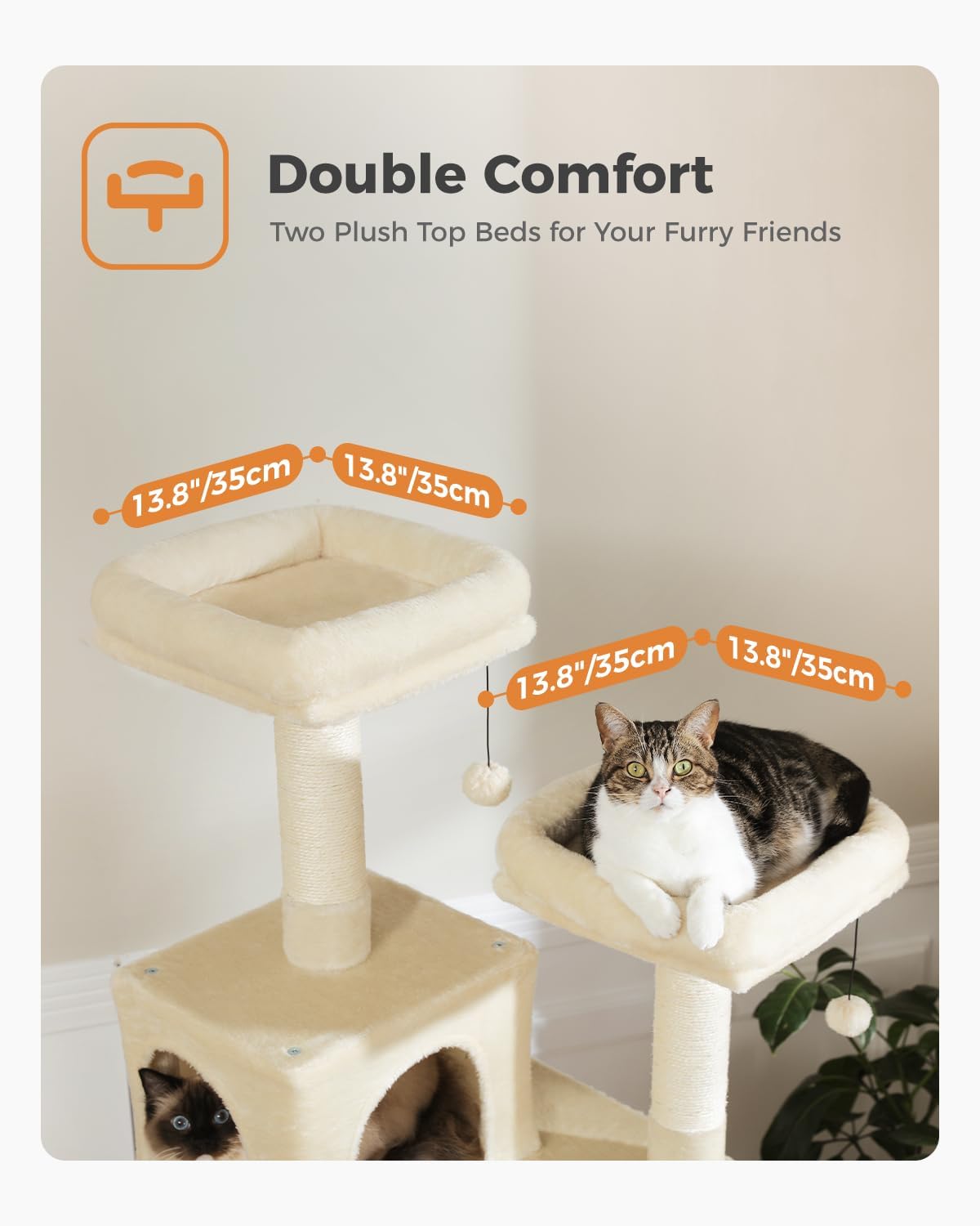 Thumbnail 1 de PETEPELA 180 cm Kratzbaum groß – Multi-Level Katzenbaum für große Katzen mit 6 Sisalsäulen und Hängematte