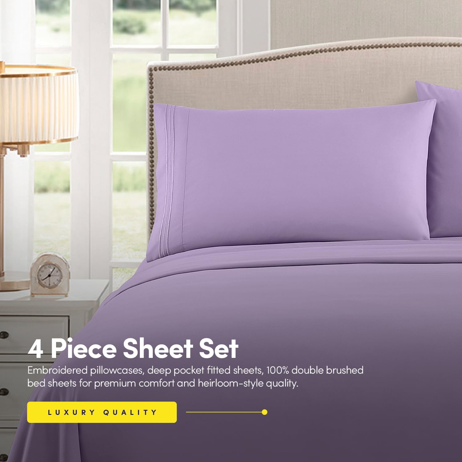Thumbnail 3 de 1500 Supreme Collection Queen Sheet Set in Lavender