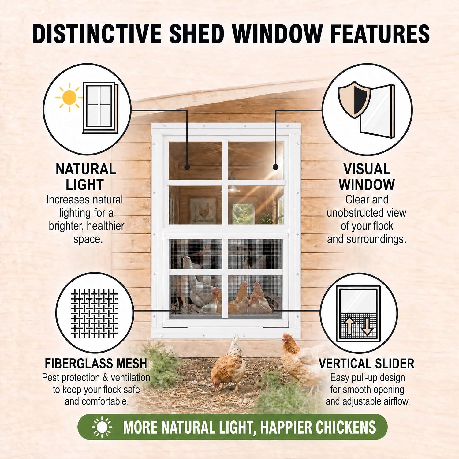 Detalle de Byijpzi TDSW Shed Windows, 2-Pack, 18" x 23", White Aluminum Frame