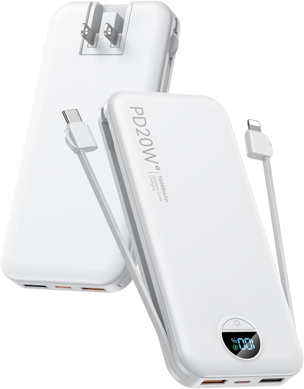 Detalle de citicr AC-02D 10,000mAh Portable Charger with PD 20W and Built-In Wall Plug