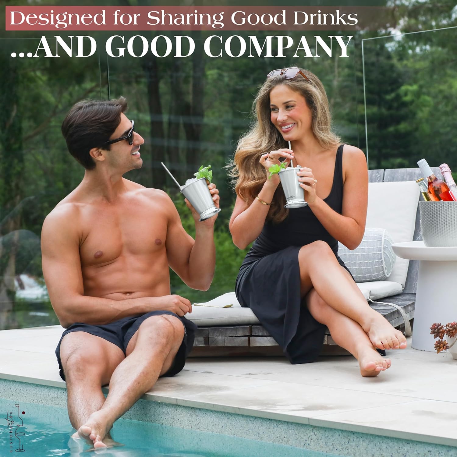 Thumbnail 4 de Gusto Nostro Mint Julep Cups Set of 2 – Stainless Steel Cocktail Cups with Straws, Muddler, Spoon, Recipes