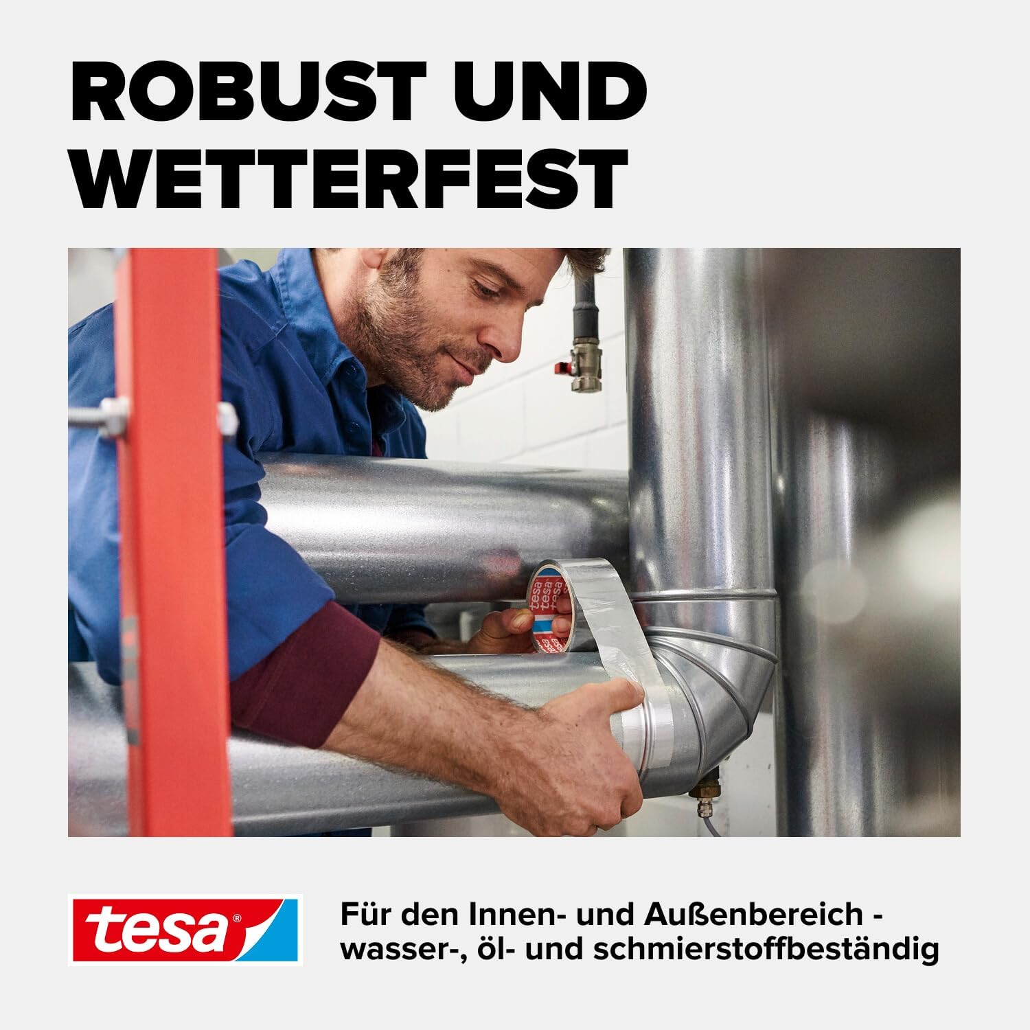 Thumbnail 4 de tesa Aluminium Klebeband 10 m x 50 mm – selbstklebendes Aluminiumband für Reparaturen an metallischen Oberflächen