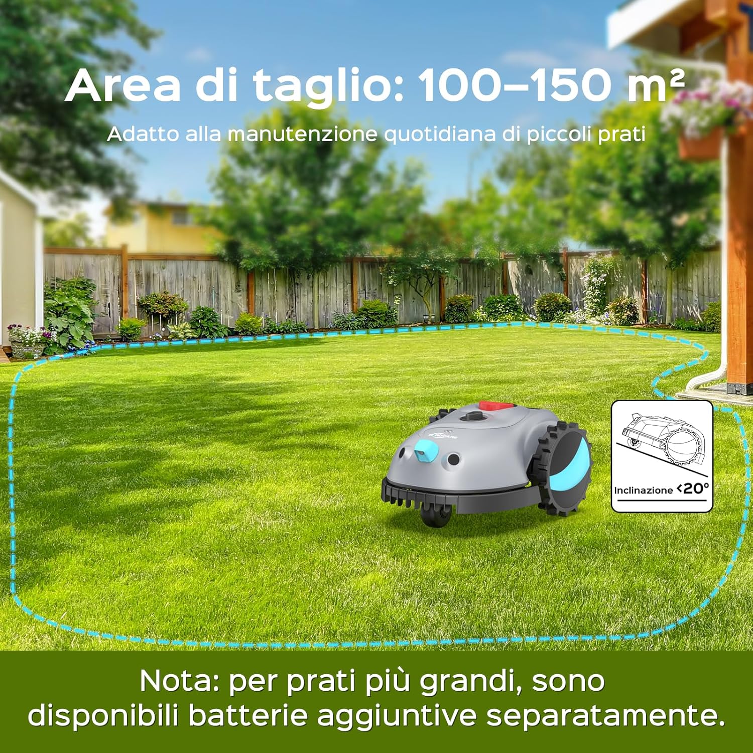 Thumbnail 5 de YARDCARE V100 Robot Tagliaerba senza filo con navigazione visiva e gestione ostacoli
