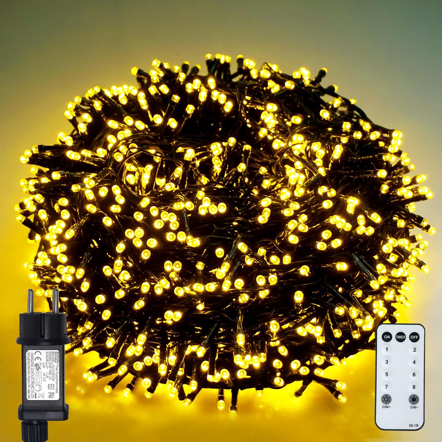 Detalle de BIUDN 1500LED Lichterkette für außen & innen (75 m) warmweiß mit 8 Modi, Dimmer/Timer und IP44