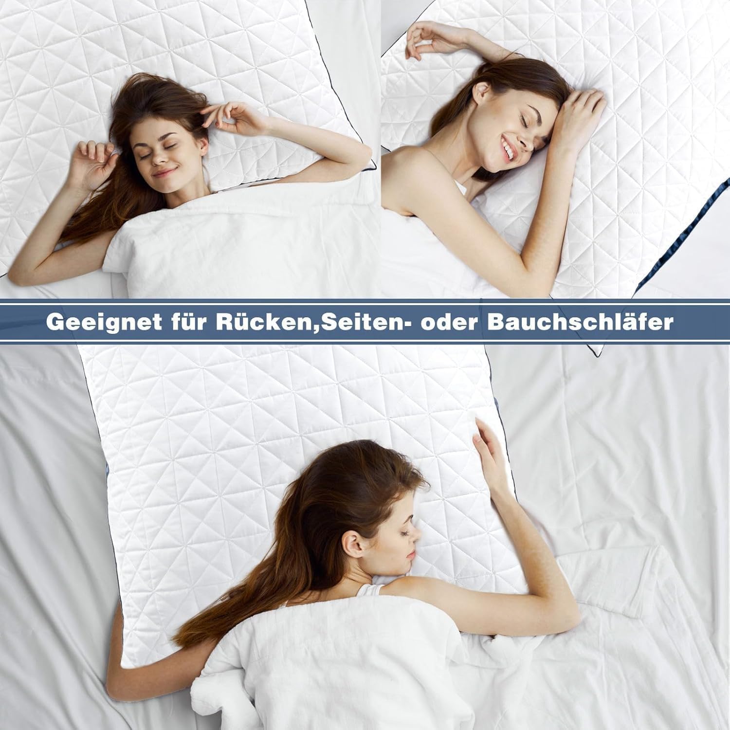 Thumbnail 5 de Slybear Kissen Kopfkissen 80x80 cm 2er Set – Orthopädisch, hypoallergen, Mikrofaserfüllung