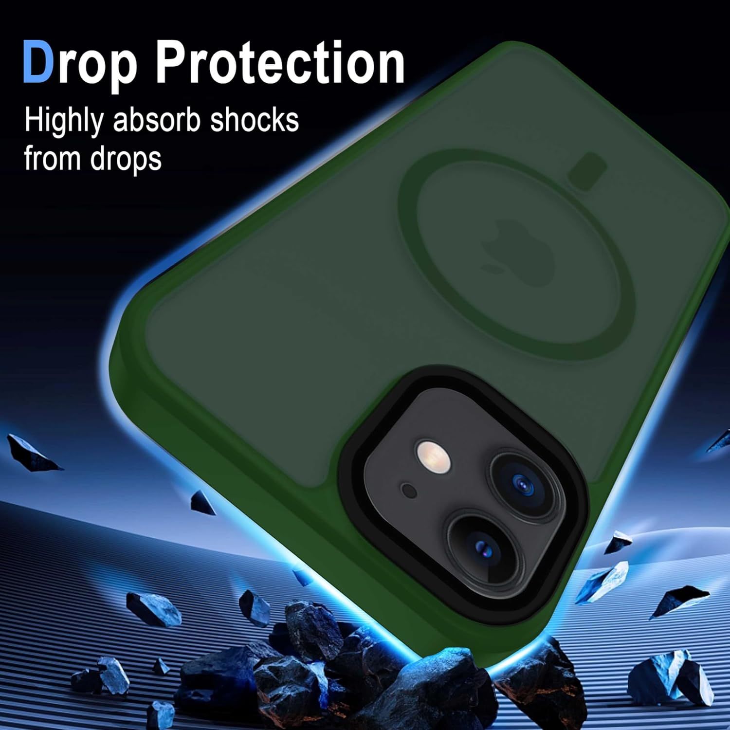 Thumbnail 4 de XTCASE Coque magnétique MagSafe pour iPhone 11 – Dos translucide vert foncé, protection anti-choc et anti-rayures