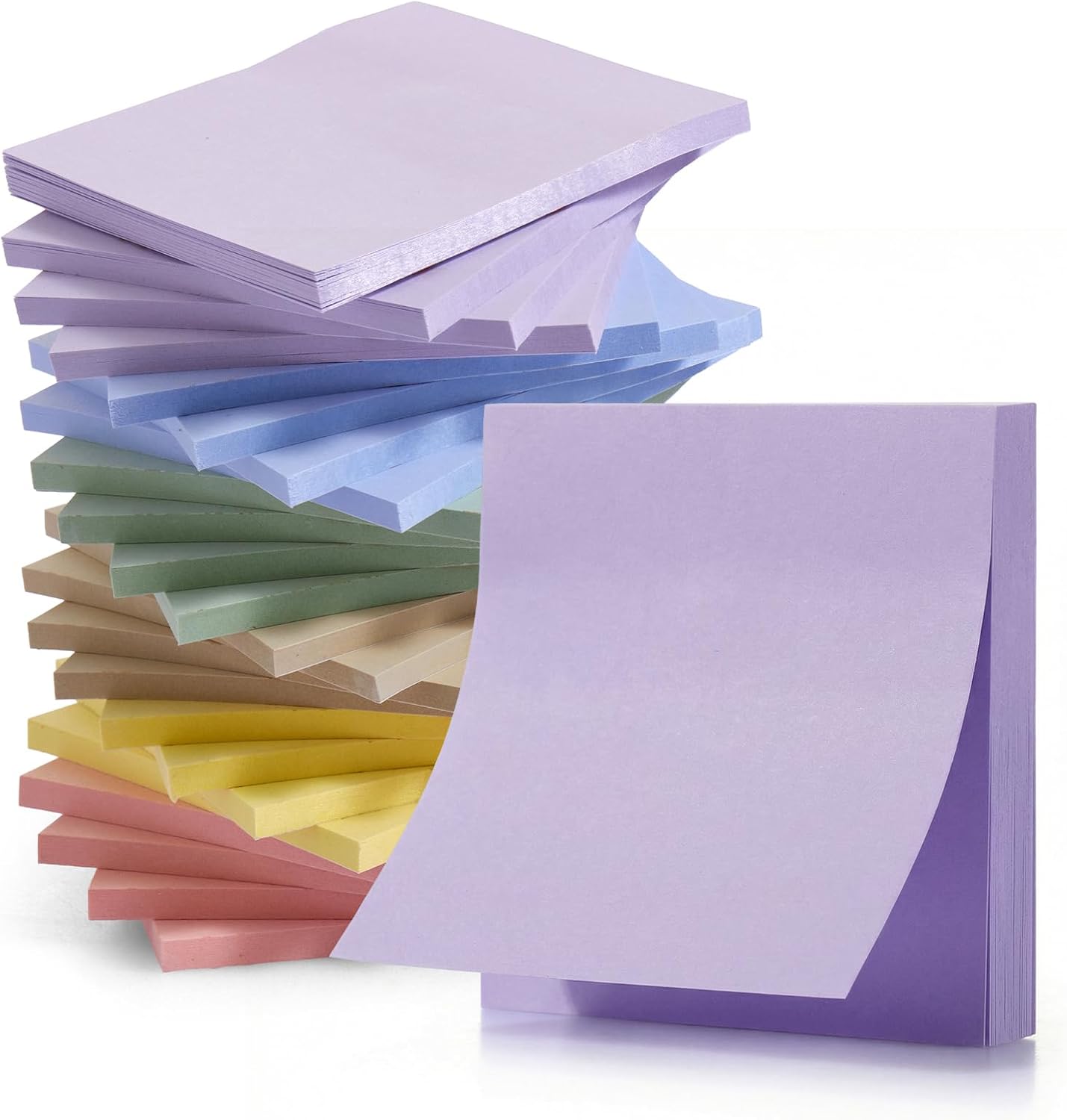 Detalle de KIFZM Self-Stick Note Pads (76 x 76 mm) – 24 bright square pads for office, home & presentations
