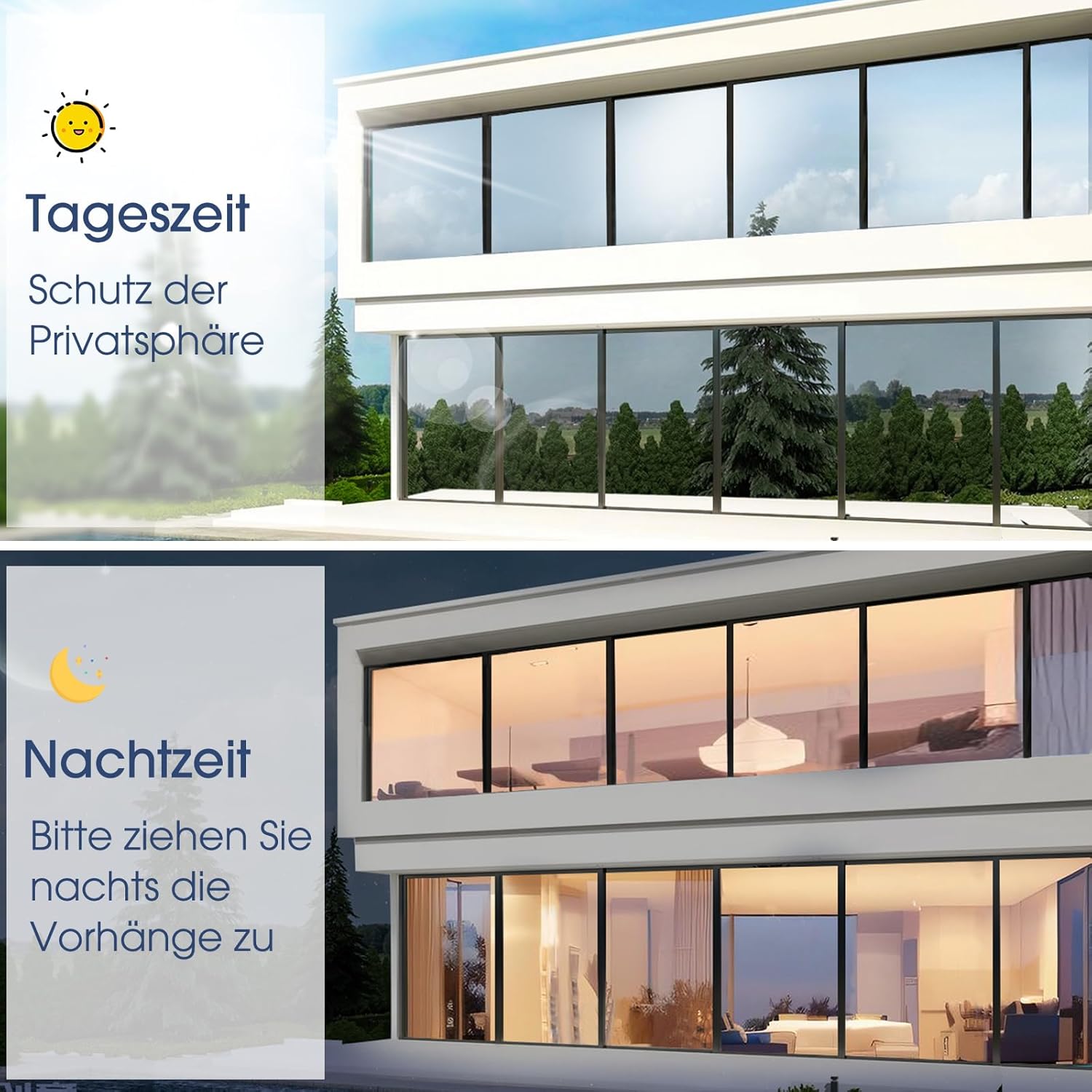 Detalle de Lifetree Spiegelfolie für Fenster innen – selbsthaftende UV- & Hitzeschutz-Wärmeschutzfolie, Silber 60×200 cm