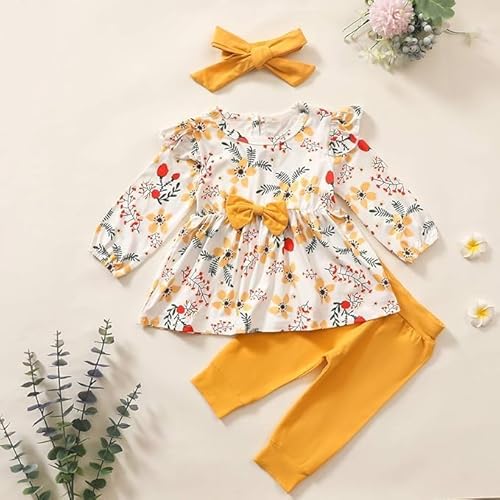 Thumbnail 2 de Juflam Baby-Mädchen Bekleidungsset mit Schleife, floraler Rüsche und Stirnband (3-teilig)