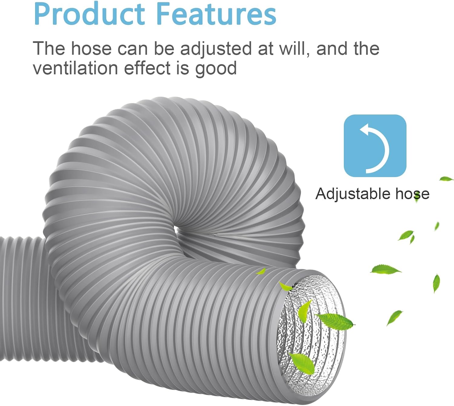 Thumbnail 4 de Hon&Guan Conduit d'air Flexible 200 mm x 5 m en Feuille d'aluminium et PVC – pour climatisation, VMC et sèche-linge