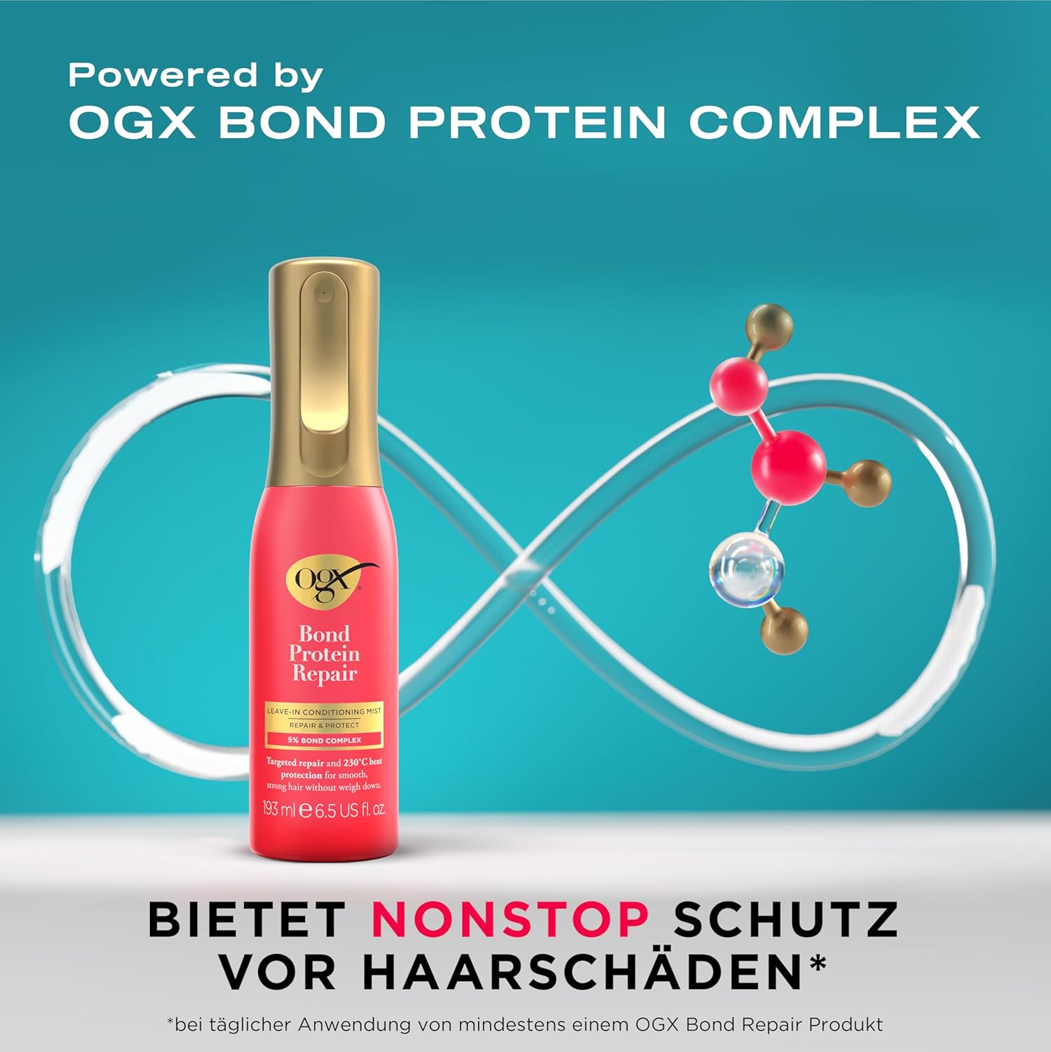 Detalle de OGX Repair and Protect Bond Protein Repair Leave-in Conditioner – Leave-in Haarpflege mit Hitze-Schutzt up to 230°C
