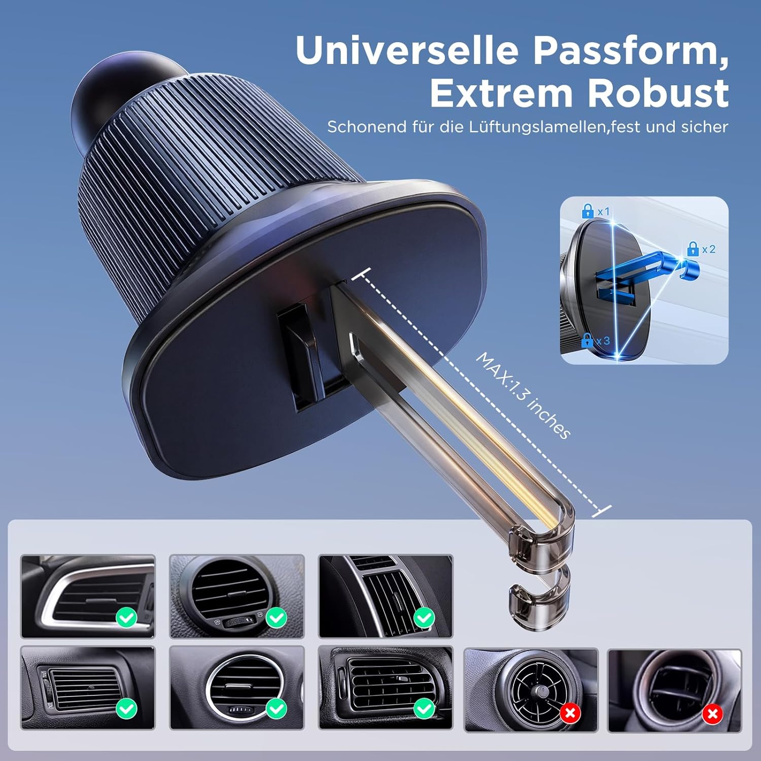 Thumbnail 5 de Miracase MagSafe-Autohalterung für die Lüftung mit 20× N55 Magneten und Metall-Doppelhaken