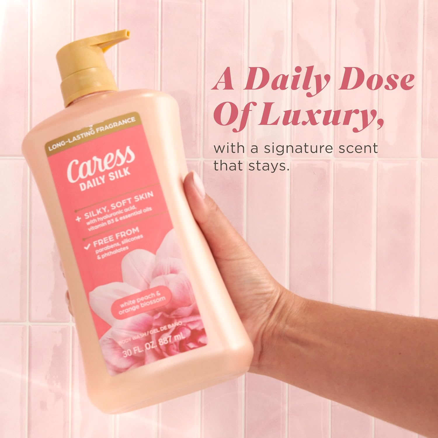 Detalle 2 de Caress Daily Silk Body Wash, White Peach & Orange Blossom, 30 fl oz, 4 Pack