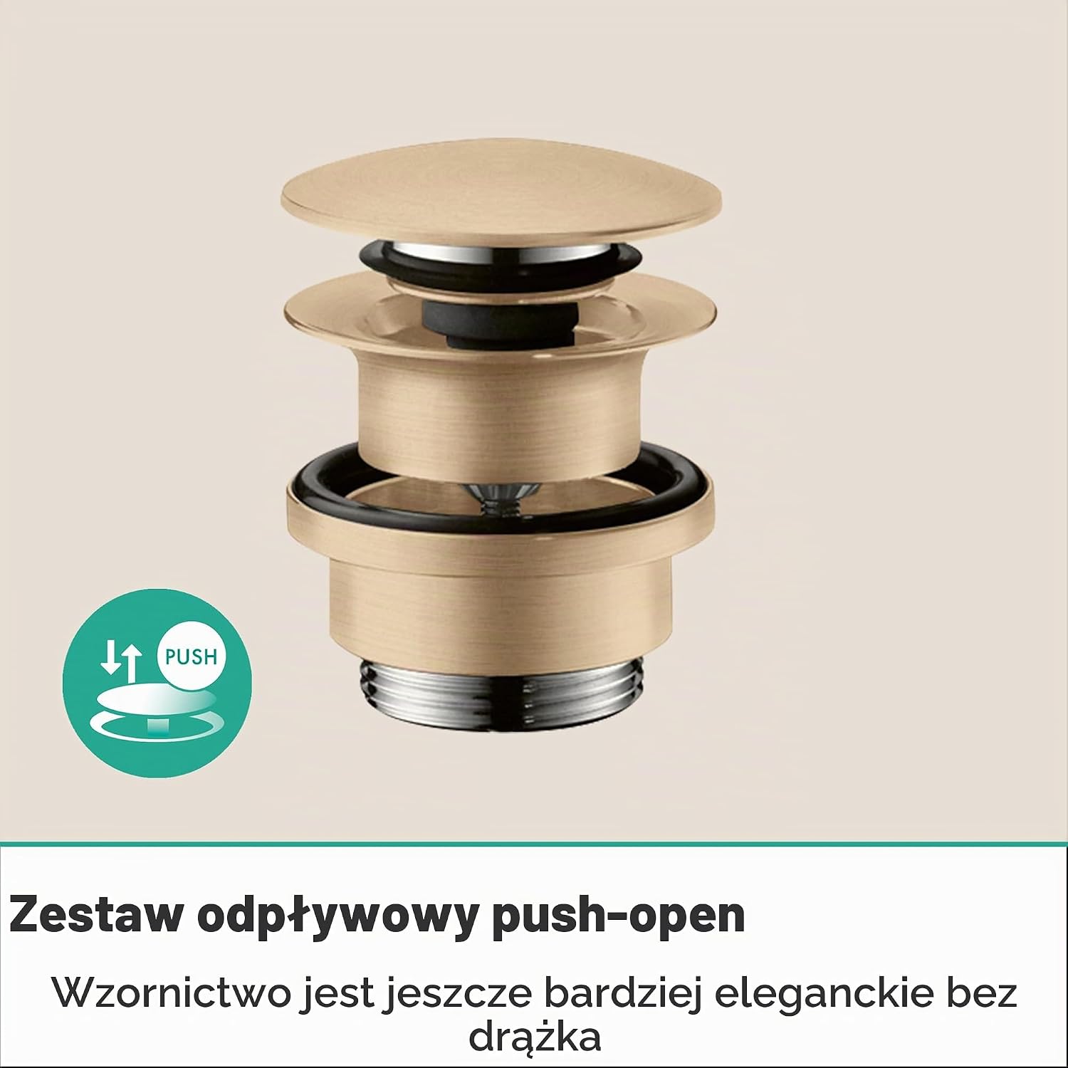 Thumbnail 2 de hansgrohe Push-Open – zestaw odpływowy do umywalki i bidetu, szczotkowany brąz