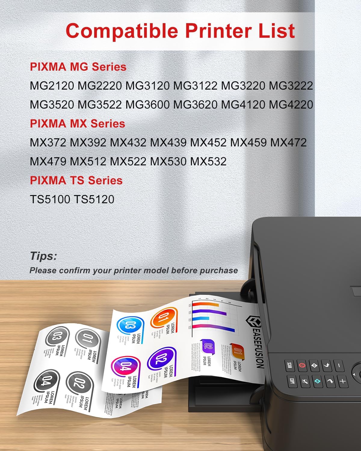 Detalle de EaseFusion 240XL 241XL PG-240XL/CL-241XL Ink Cartridge Combo Pack