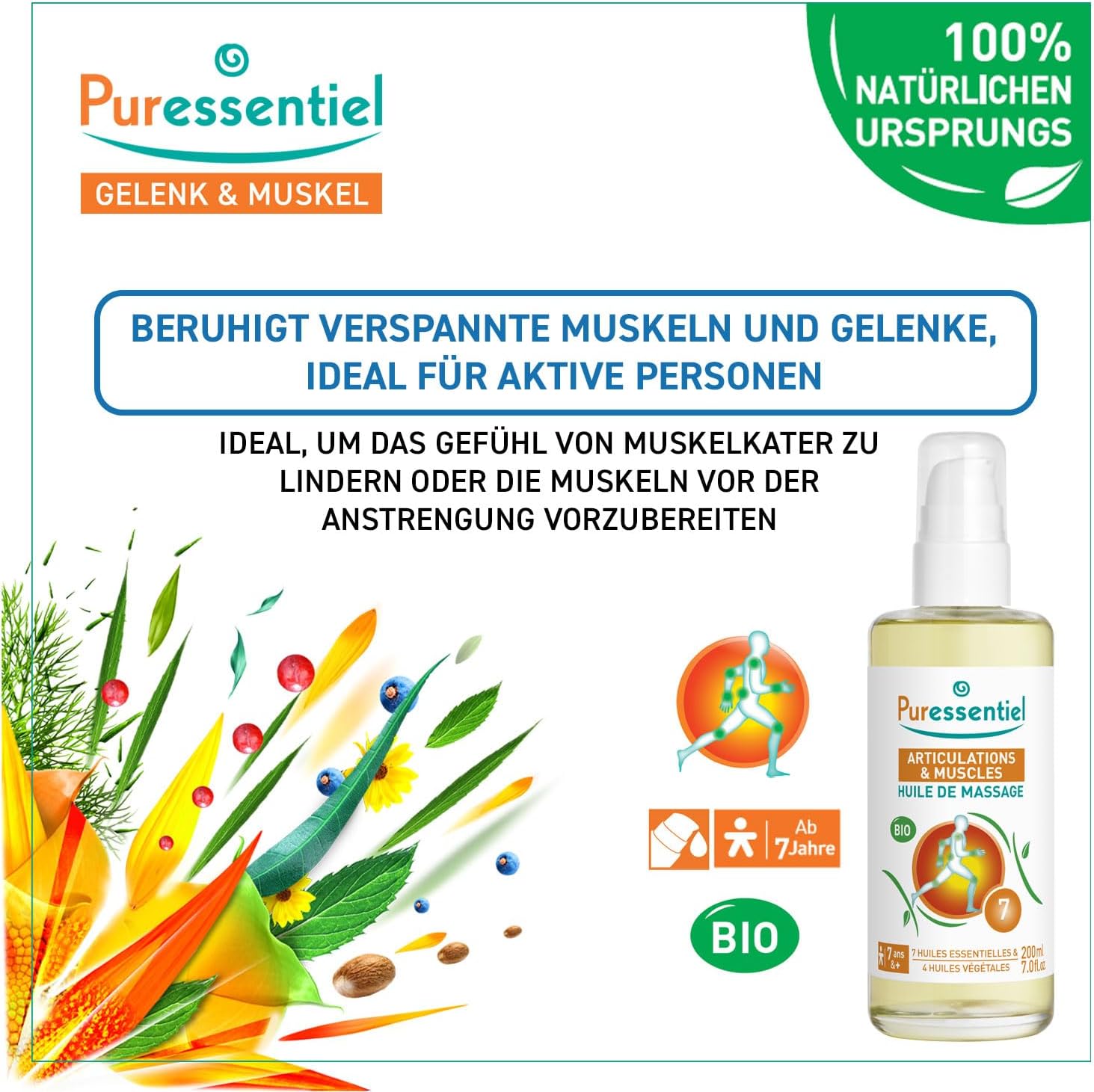 Detalle de Puressentiel Gelenk & Muskel Arnika & Wintergrün Massageöl – 200 ml
