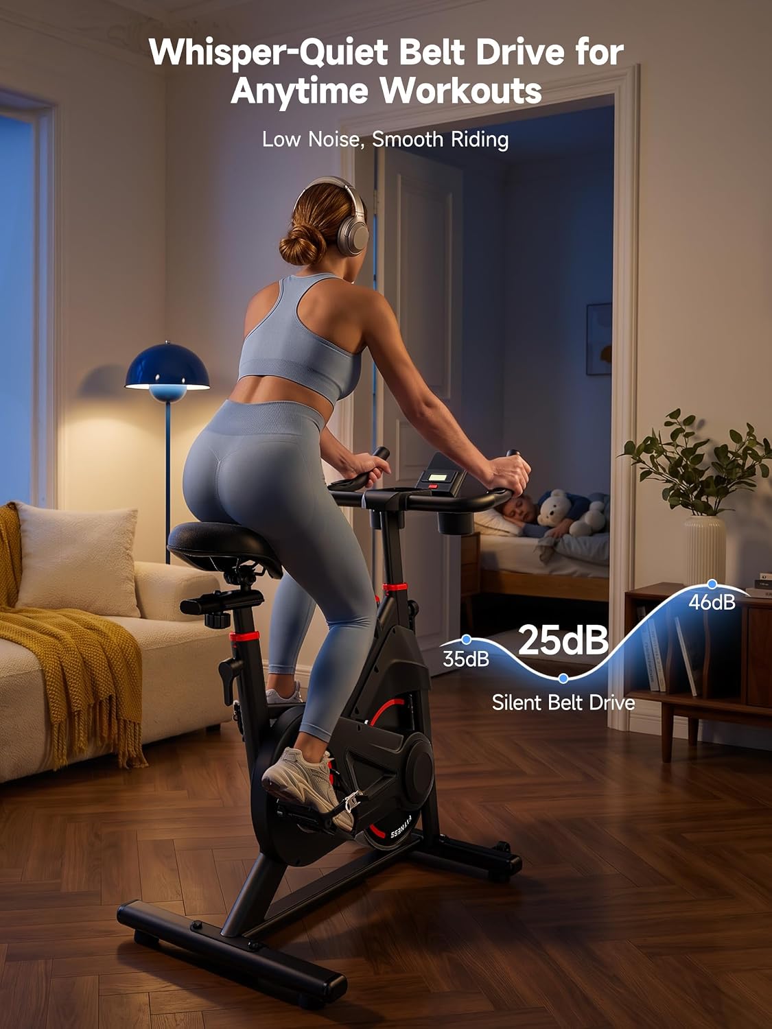 Detalle 2 de YPOO BC711 Exercise Bike with 6-Way Adjustment, App Connectivity and Belt Drive