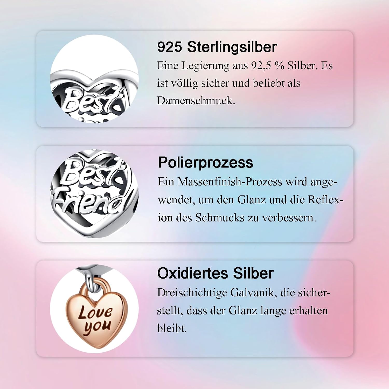 Thumbnail 4 de Alstiva Charm Familie Freundschaft Liebe Silber