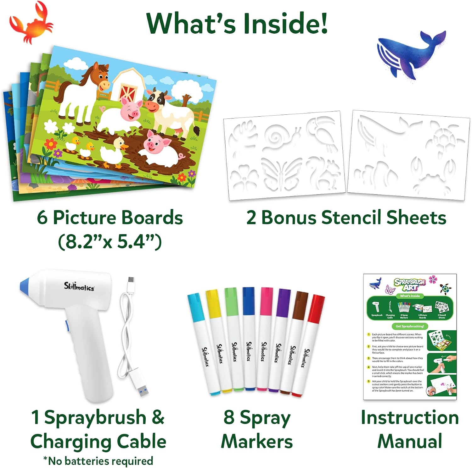 Detalle 2 de Skillmatics Spraybrush Art – Magical Reveal Animal Spray Art Kit