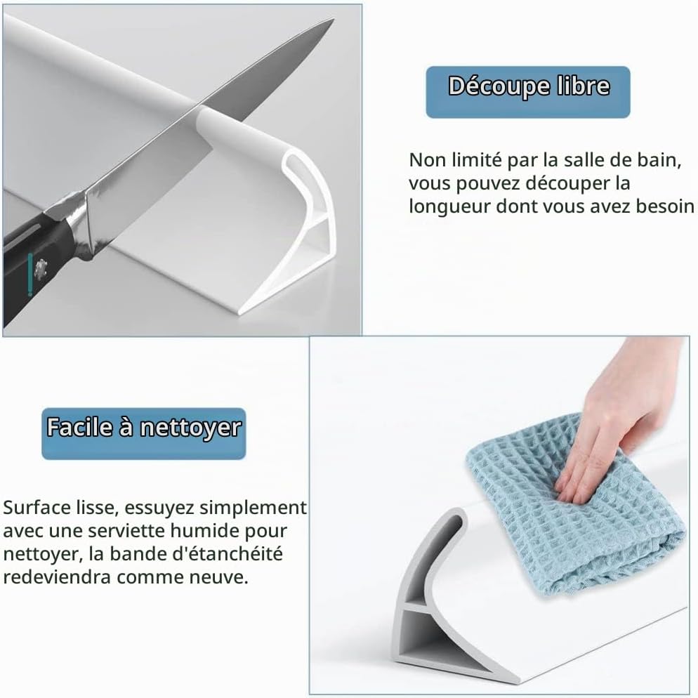 Detalle 2 de Zayejod mk09 opvouwbare douchedrempel van TPE, 2 m, wit