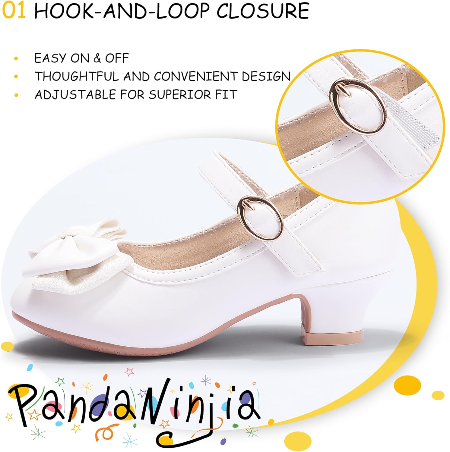 Thumbnail 2 de PANDANINJIA Girls Jada Dress Mary Jane Pumps with Bow - Low Heels for Toddler & Little Kids