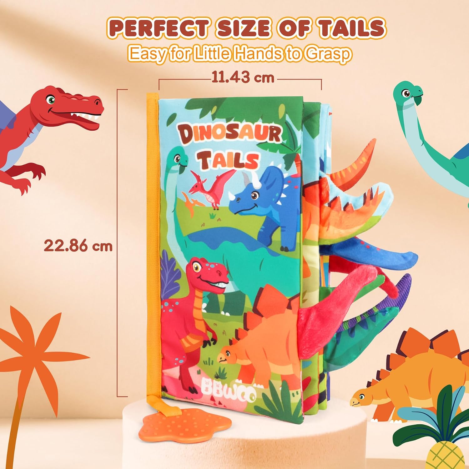 Detalle 2 de BBWOO Soft Baby Book Toy with Crinkle Sounds, Textured Tails and Teether