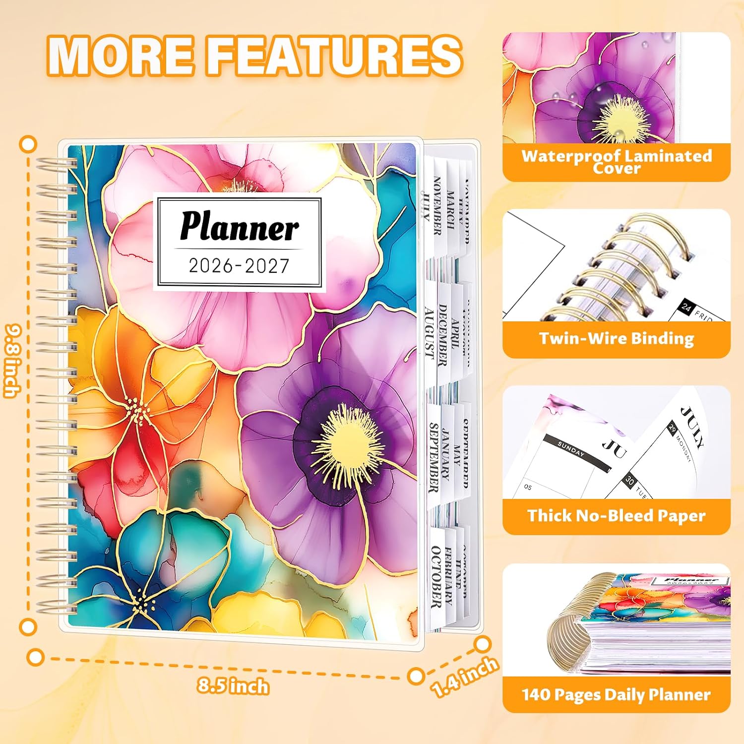 Thumbnail 6 de montcool 2026-2027 Academic Planner, 18-Month Weekly and Monthly, Floral Cover