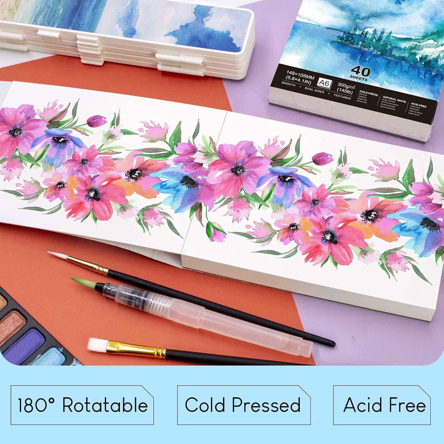 Thumbnail 3 de STATIONERY ISLAND A4 Watercolour Paper Pad (30 sheets, 300gsm, cold-pressed texture)