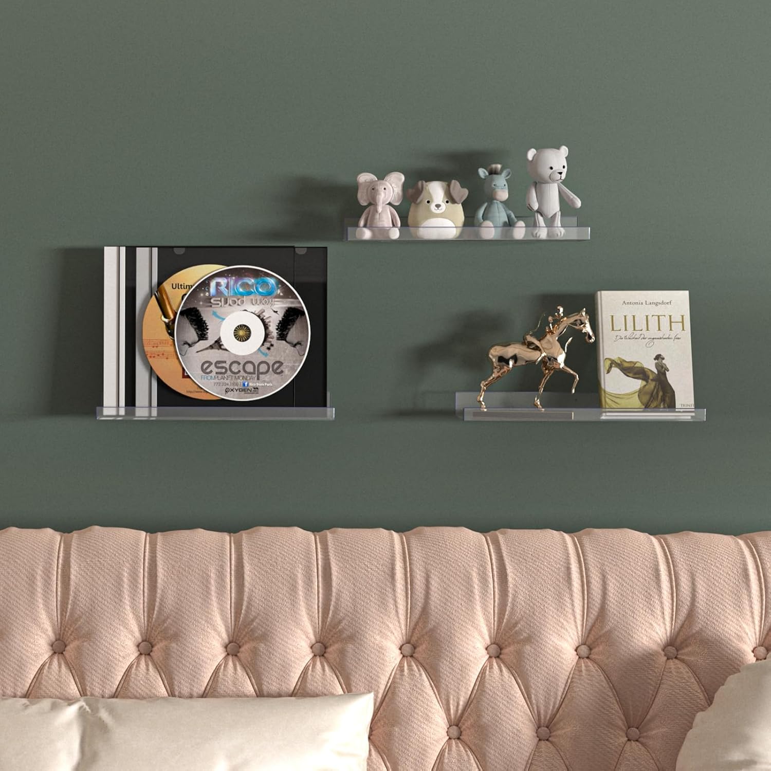 Thumbnail 1 de RLAVBL 5 Pack 15" Acrylic Floating Wall Shelves