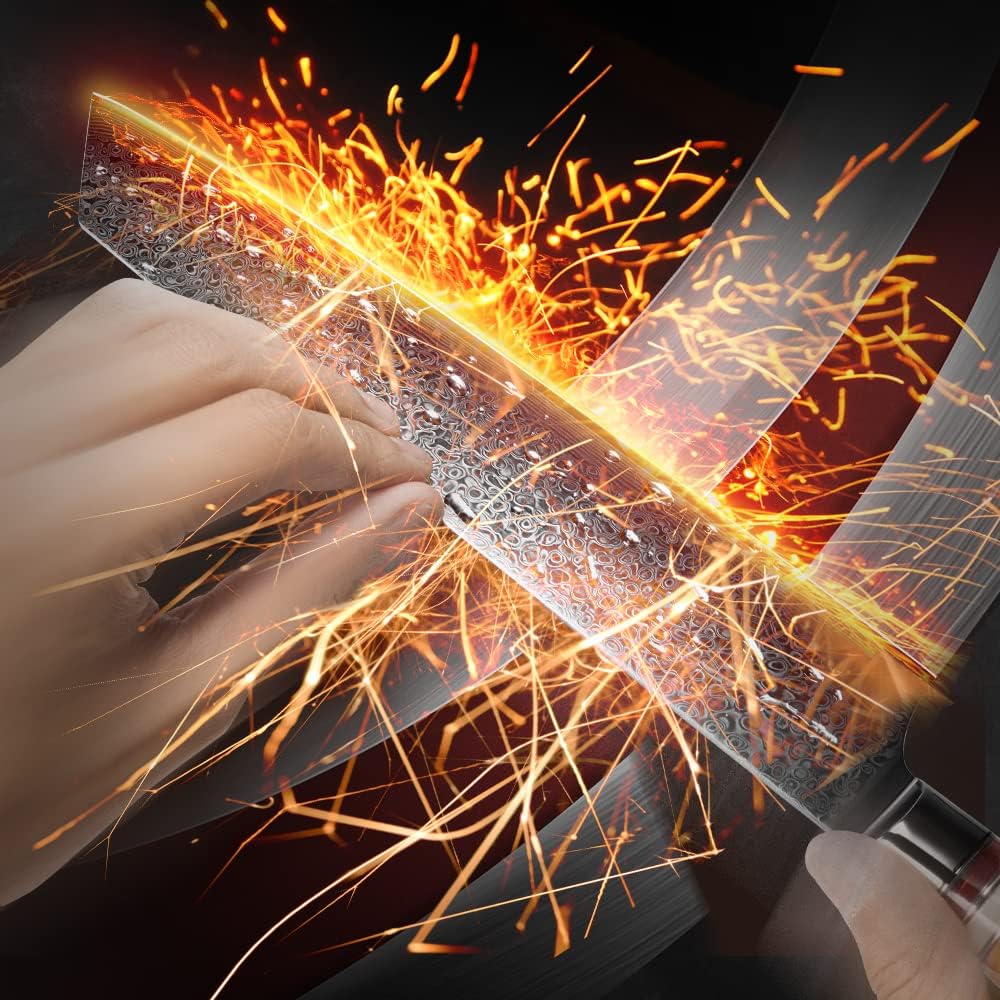 Thumbnail 2 de FANTECK 24 cm Kiritsuke Damastmesser (VG-10, 67 Schichten) mit ergonomischem Griff – Profi Chefmesser in Geschenkbox