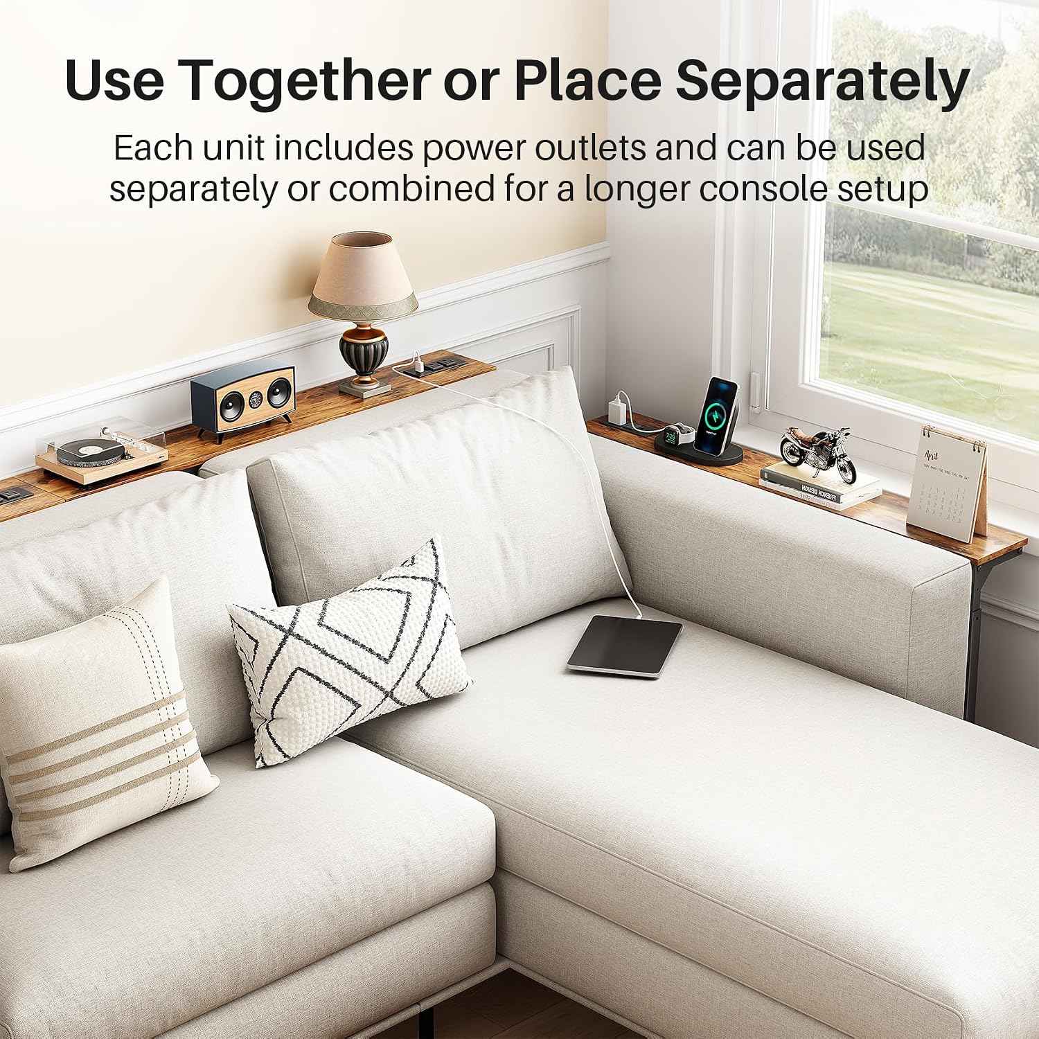 Thumbnail 6 de Kitstorack ZXGZ-303 2-Pack Narrow Console Tables with Adjustable Height and Outlets