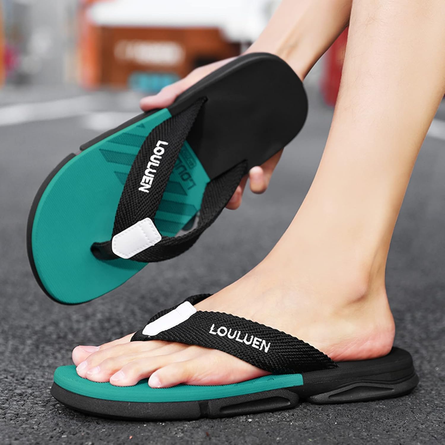 Thumbnail 5 de CELANDA Flip-On Zehentrenner Herren – Strand- & Freizeitflip-Flops (EU 35–45), Grün, Größe 42