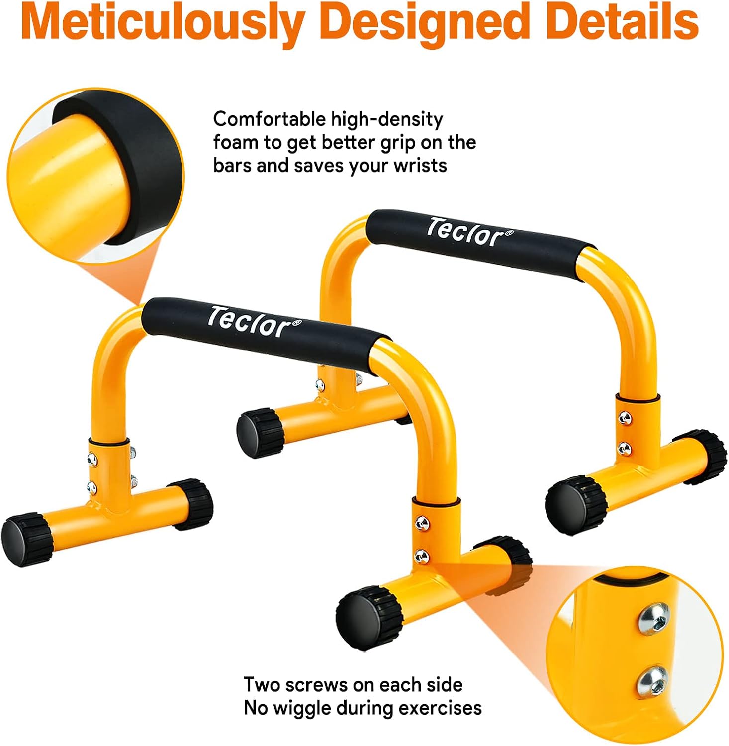 Detalle de Teclor TC-122 Push-Up Bars, 9.5-Inch Steel Parallettes for Calisthenics