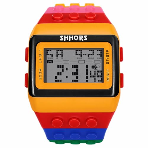 Detalle 2 de FENKOO Neutral Arco Iris, reloj digital amarillo con alarma y cronómetro