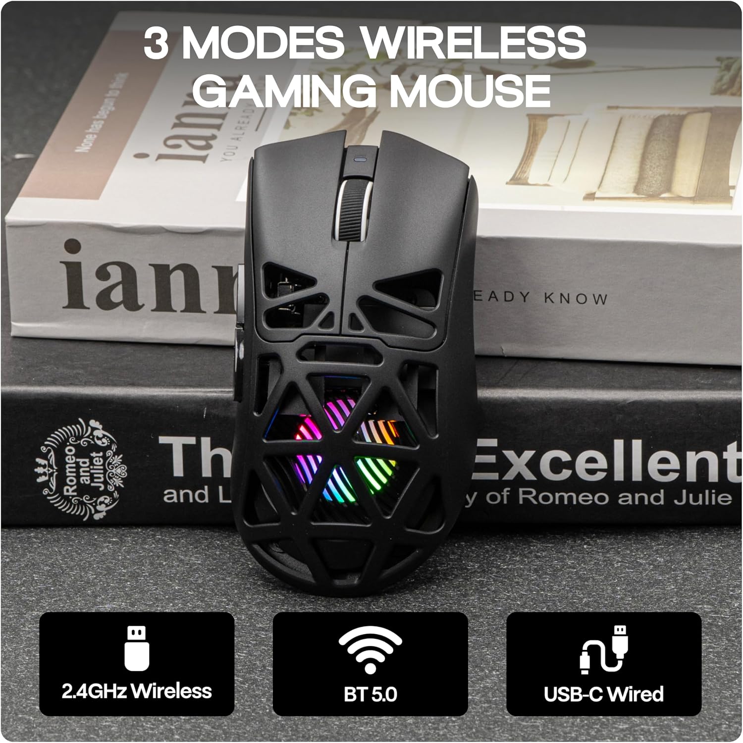 Detalle 2 de MechLands Aula SC620 Gaming Mouse, PAW3311 Sensor, 12,000 DPI, Tri-Mode