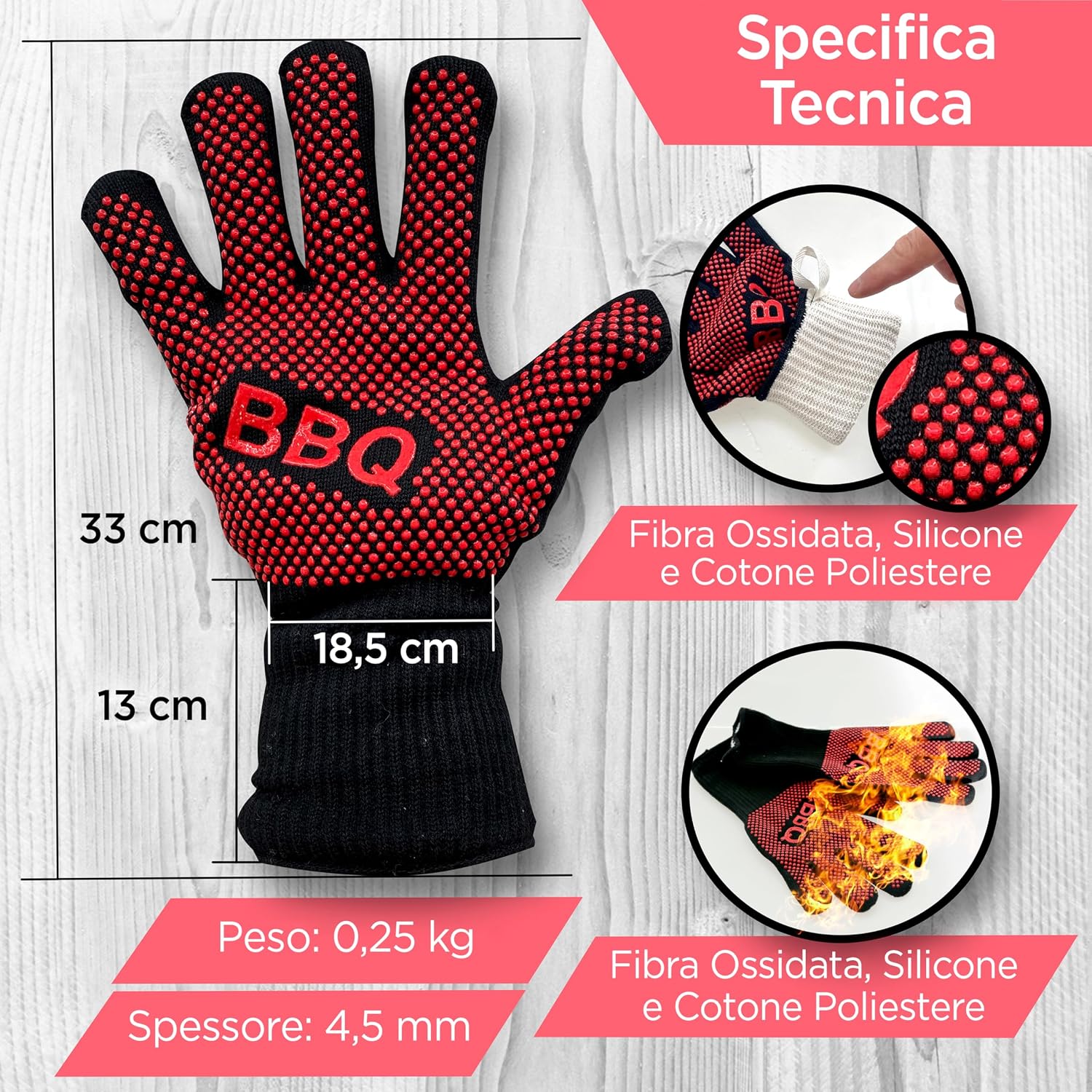 Thumbnail 6 de Guanti da forno BBQ NutriChef resistenti fino a 800°C, antiscivolo in silicone
