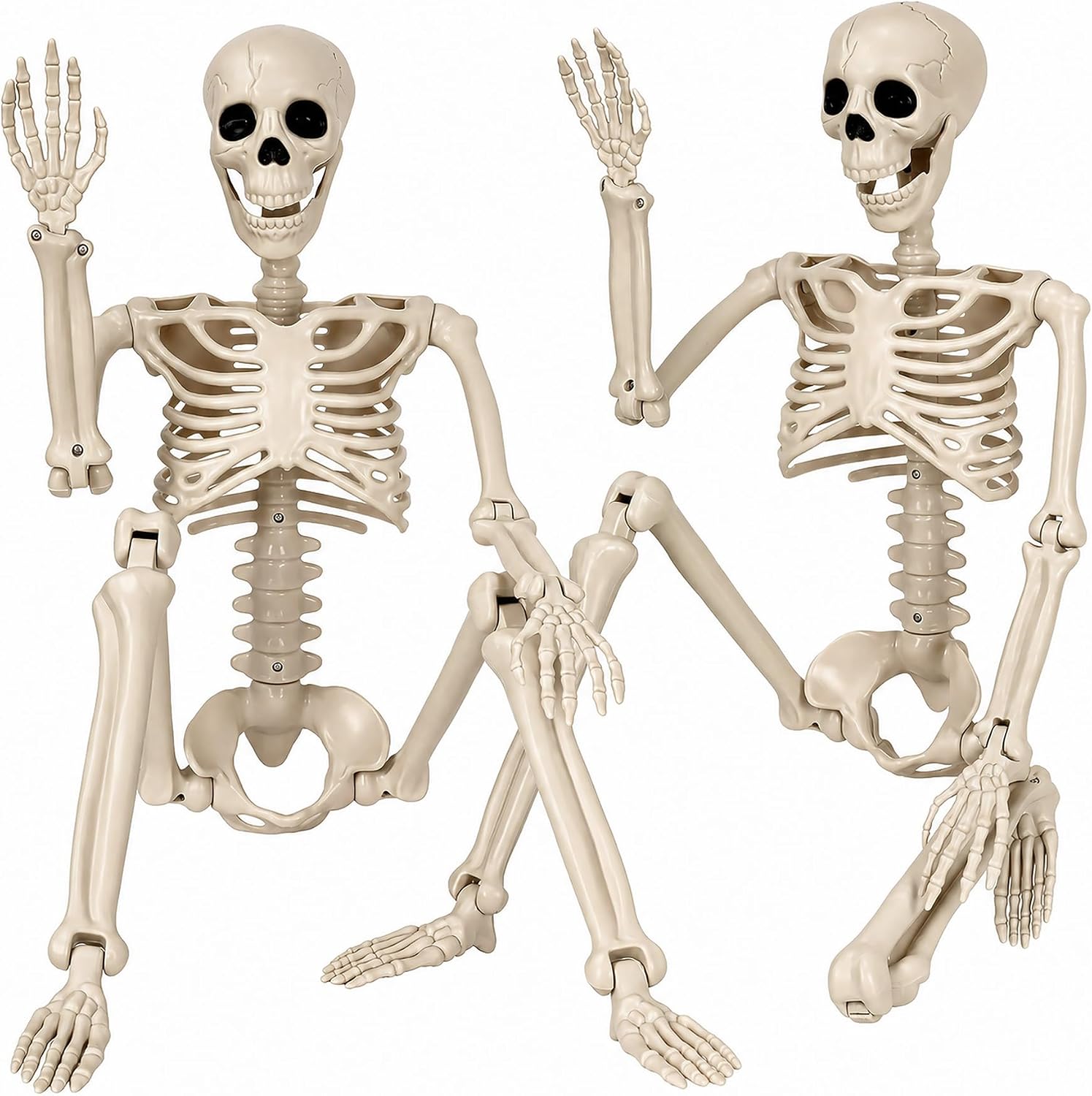 Detalle de LX002 2-Pack 36-Inch Posable Plastic Halloween Skeletons, Warm Bone Color